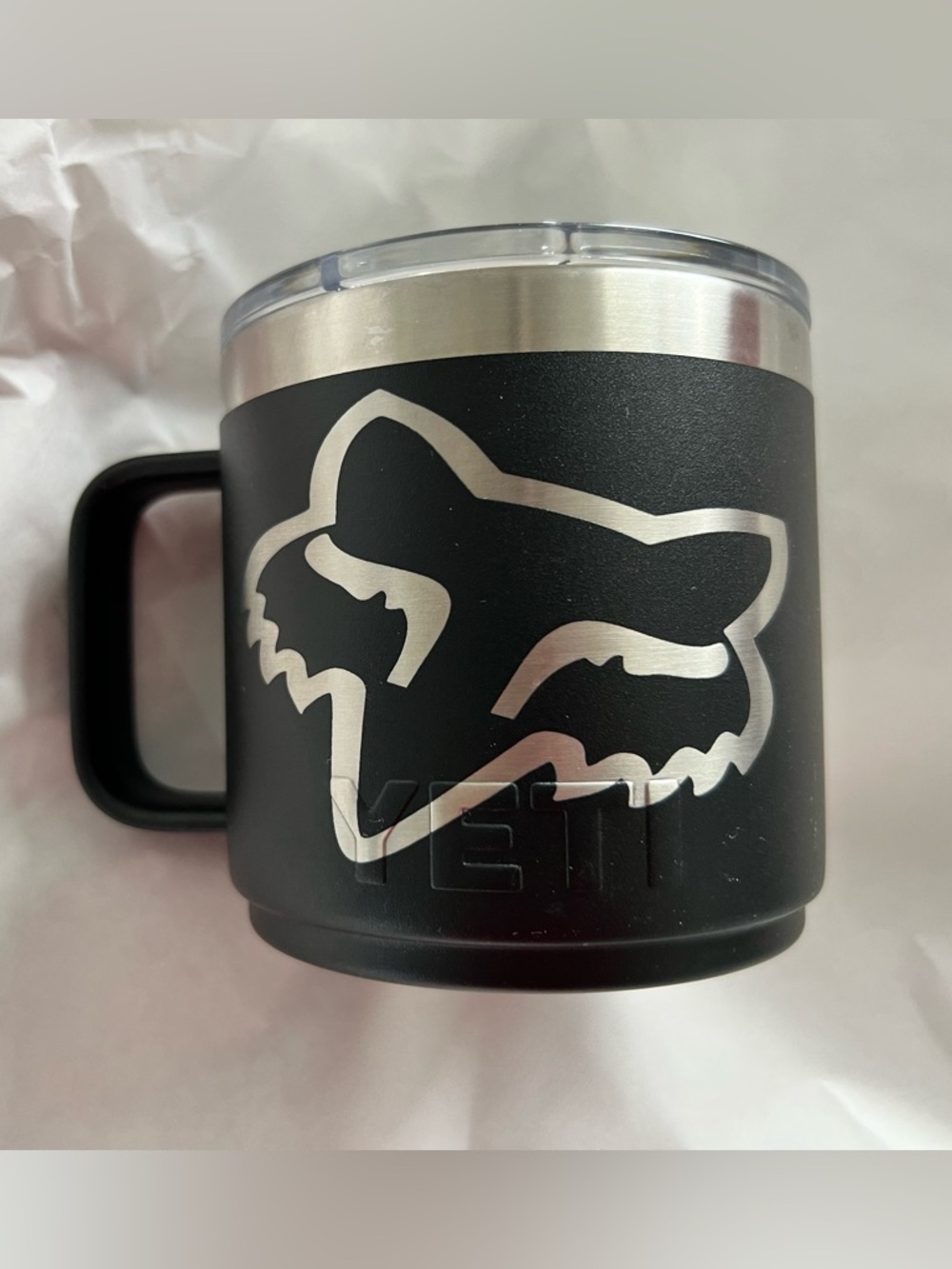 Yeti Black 14 oz Rambler Mug Fox Racing custom engraved cup NEW